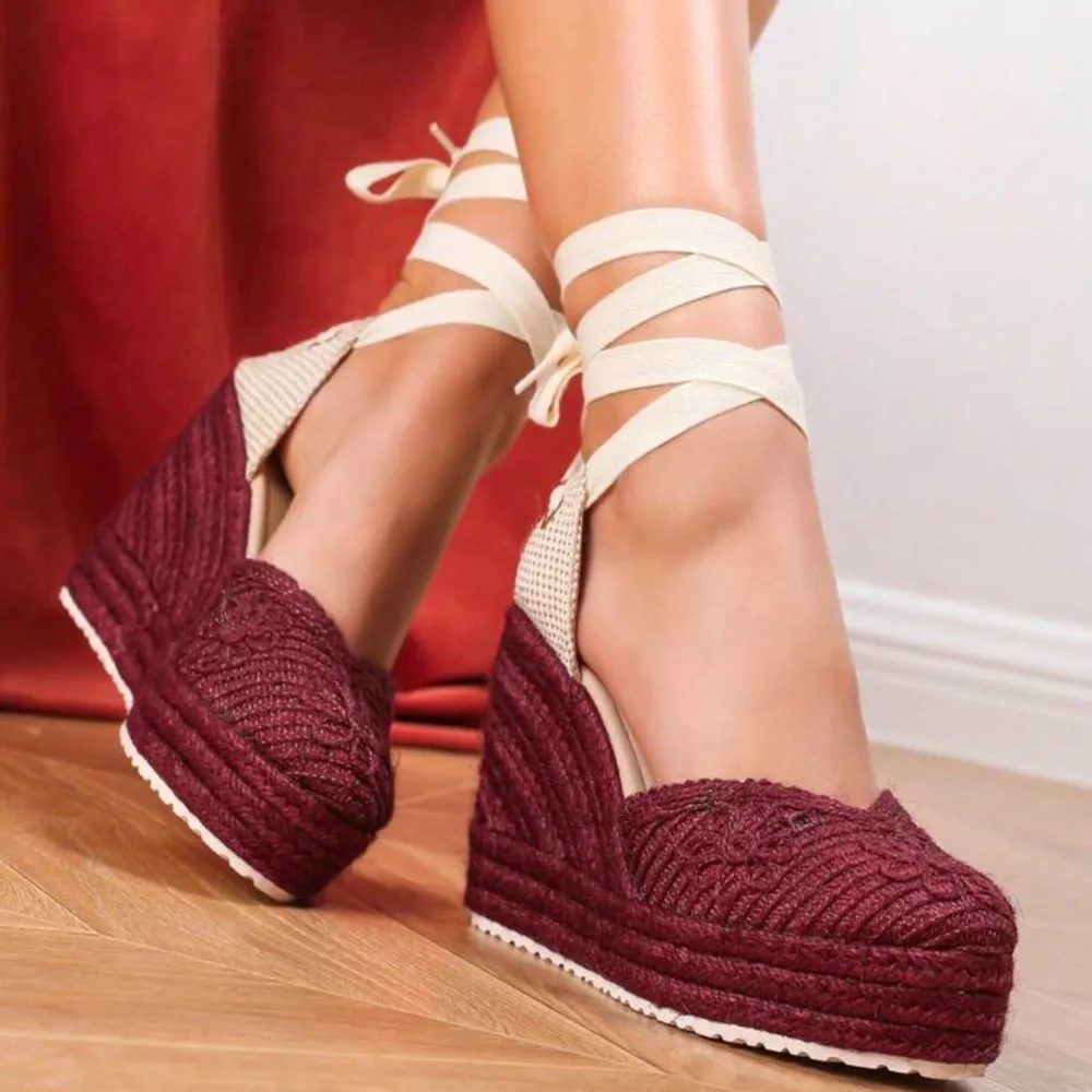 Women's D'ovsay Wedge Sandals, Woven Ankle Strap Espadrille Platform Shoes,